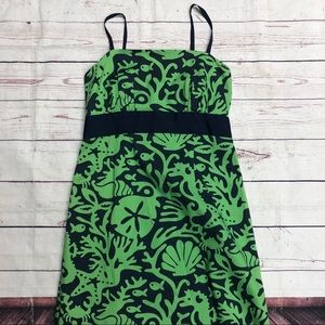 Ocean Print Vineyard Vines Empire Waist Blue Green